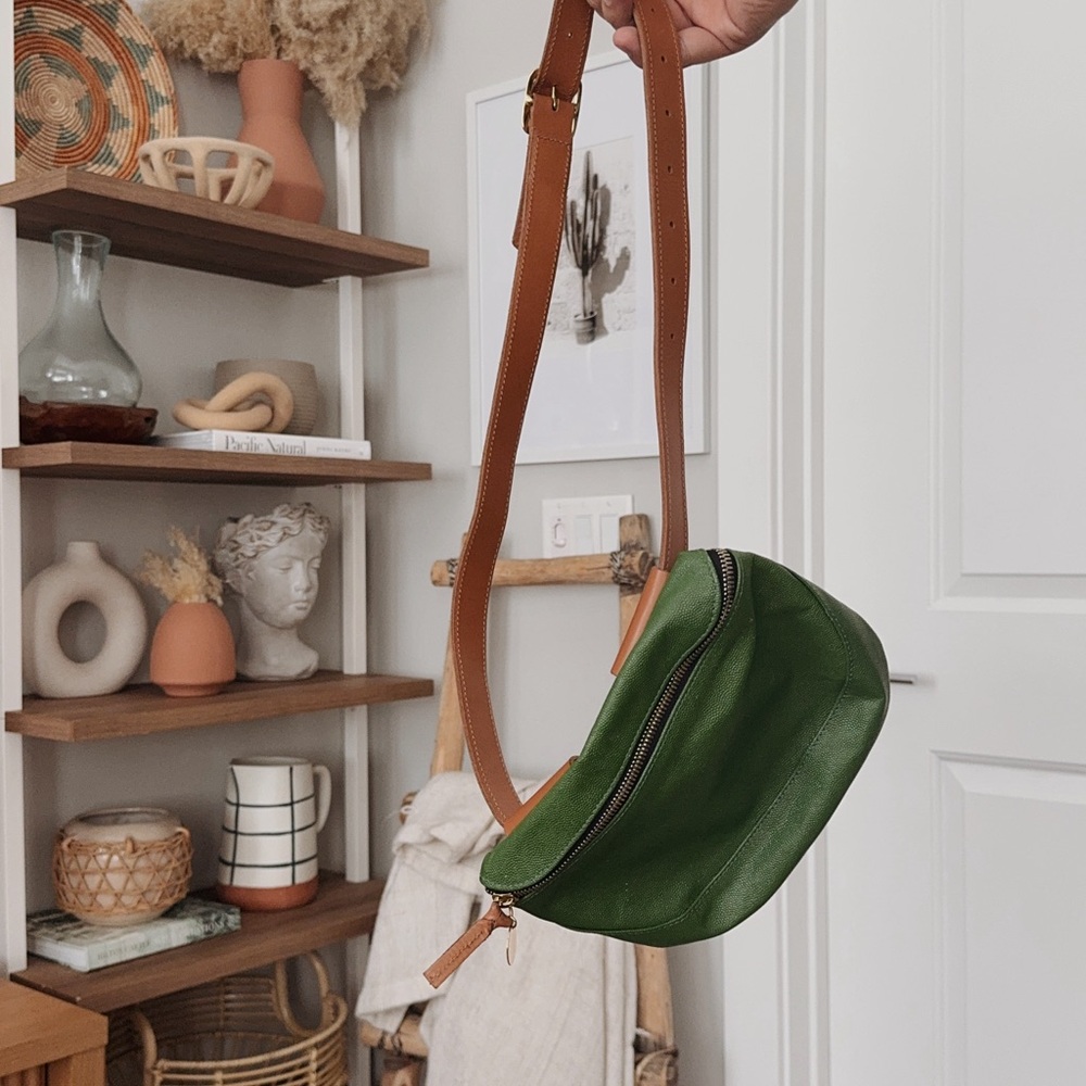 Clare V Green and Tan Leather Bag
